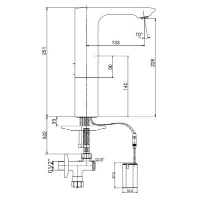 Eca - Compact Fotoselli Orta Boy Lavabo Bataryası Çift Su Girişli Pilli OUTLET - 108108040-TESHIR - 2