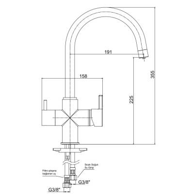 Eca - Icon Dual Flow Çift Akış Eviye Bataryası, Arıtmalı OUTLET - 102118138H-TESHIR - 2