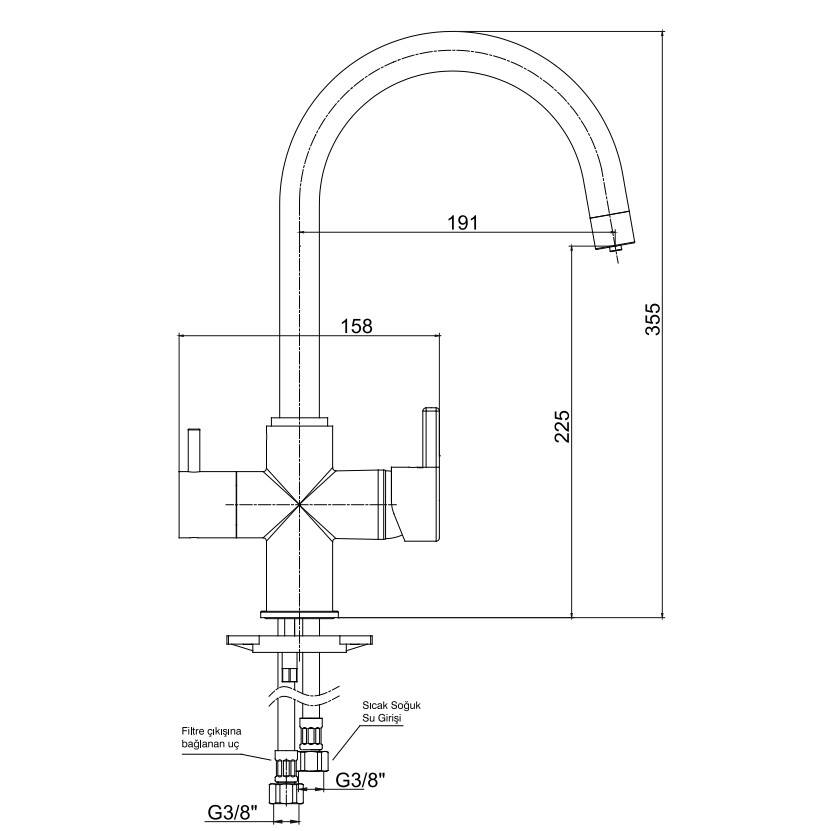 Eca - Icon Dual Flow Çift Akış Eviye Bataryası, Arıtmalı OUTLET - 102118138H-TESHIR - 2