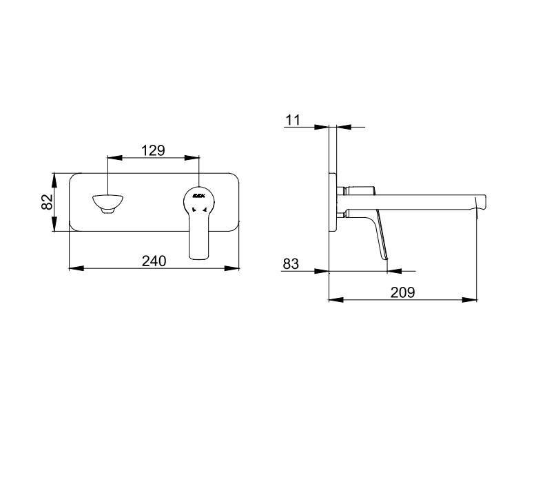 Eca - Luna Ankastre Lavabo Bataryası Sıva Üstü Grubu Tek Rozet PVD Altın OUTLET - 102867606-K-TESHIR - 2