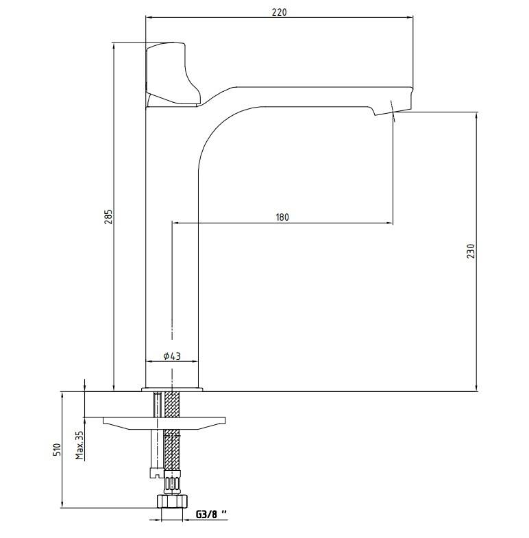Eca - Myra Yüksek Tip Lavabo Bataryası OUTLET - 102108984H-TESHIR - 2
