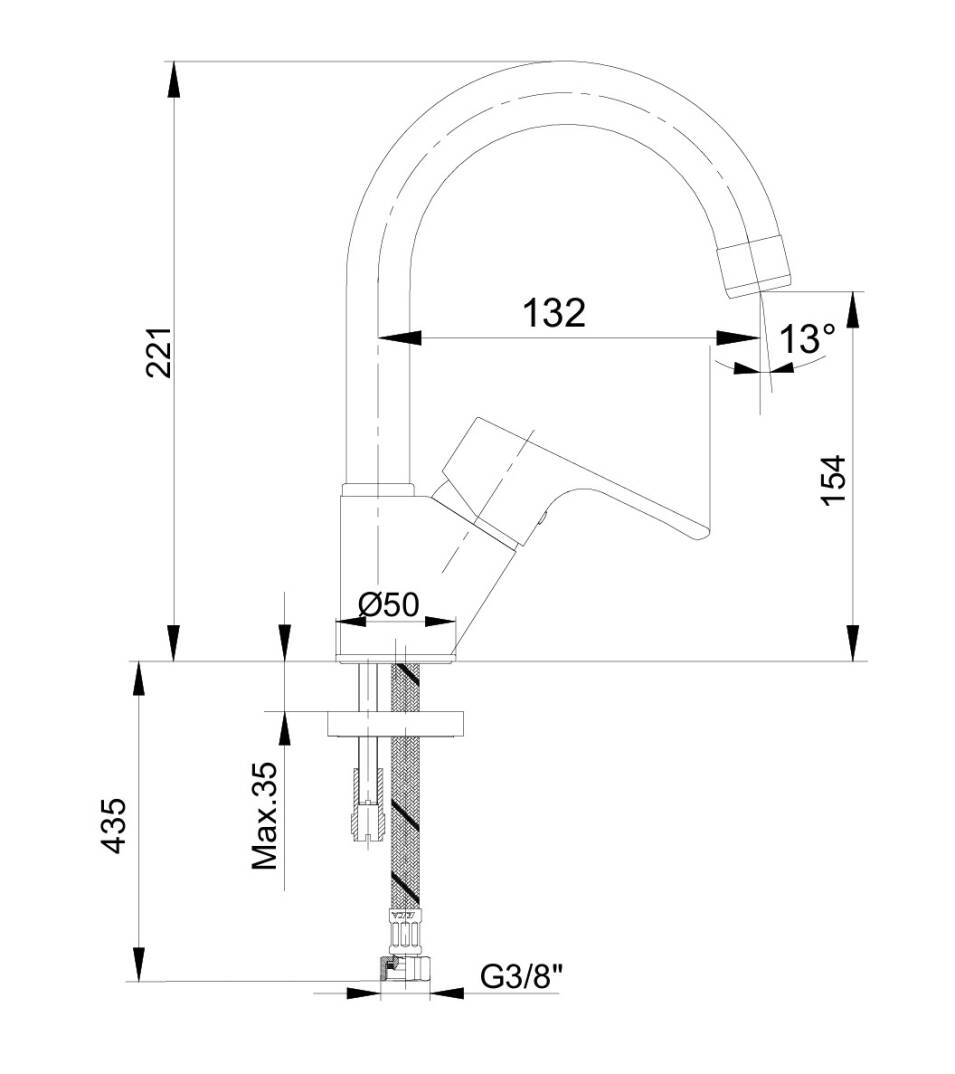 Eca - Niobe Kuğu Borulu Lavabo Bataryası OUTLET - 102188054-TESHIR - 2