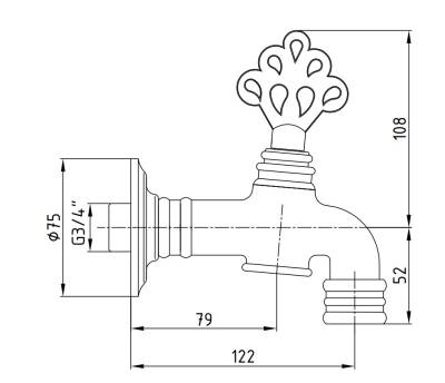 Eca - Osmanlı Kurna Musluğu 3/4 OUTLET - 102209223-TESHIR - 2