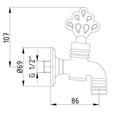 Eca - Osmanlı Musluk, Kurna Musluğu 1/2 OUTLET - 102209002-TESHIR - 2