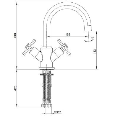 Eca - Quadrille Tek Gövde Lavabo Bataryası OUTLET - 102108396-TESHIR - 2
