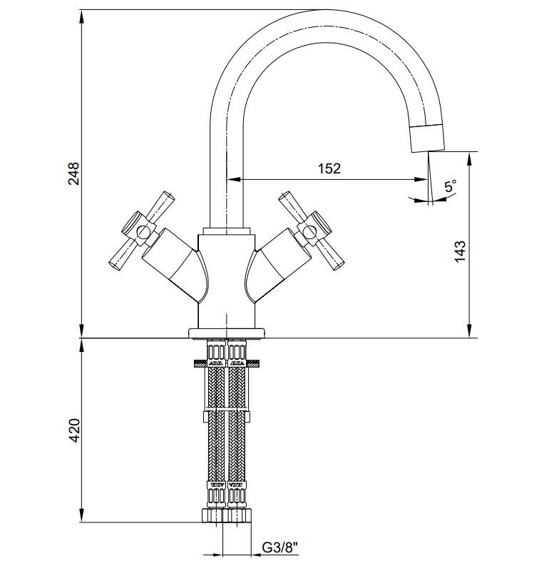Eca - Quadrille Tek Gövde Lavabo Bataryası OUTLET - 102108396-TESHIR - 2