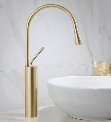 Fontana - Yüksek Tip Lavabo Bataryası Fırçalanmış Altın OUTLET - F-812SM-TESHIR - 2