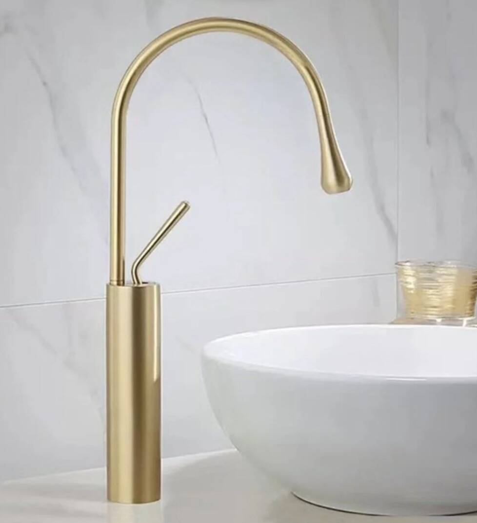 Fontana - Yüksek Tip Lavabo Bataryası Fırçalanmış Altın OUTLET - F-812SM-TESHIR - 2