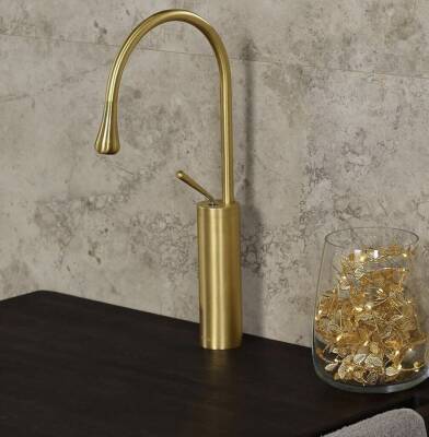 Fontana - Yüksek Tip Lavabo Bataryası Fırçalanmış Altın OUTLET - F-812SM-TESHIR - 3