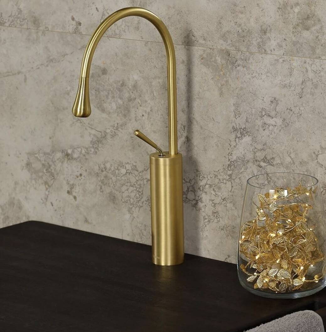 Fontana - Yüksek Tip Lavabo Bataryası Fırçalanmış Altın OUTLET - F-812SM-TESHIR - 3