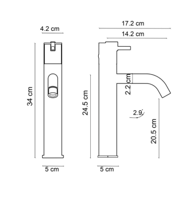 Fontana - Yüksek Tip Lavabo Bataryası Krom OUTLET - FA-4021M-TESHIR - 2