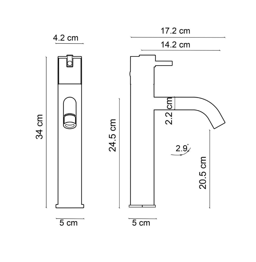 Fontana - Yüksek Tip Lavabo Bataryası Krom OUTLET - FA-4021M-TESHIR - 2