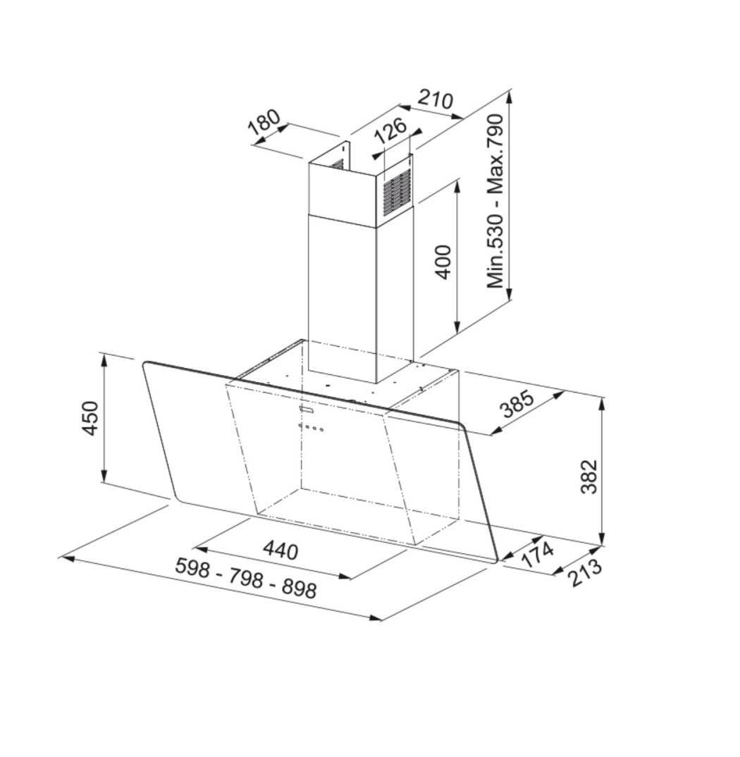 Franke - FPJ 915 V BK A Glass Vertical 90 CM Siyah Davlumbaz - 110.0361.902 - 6