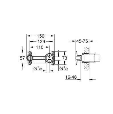 GROHE - 2 Delikli Duvar Tipi Lavabo Bataryası Ankastre İç Gövdesi - OUTLET - G32635000-TESHIR - 2