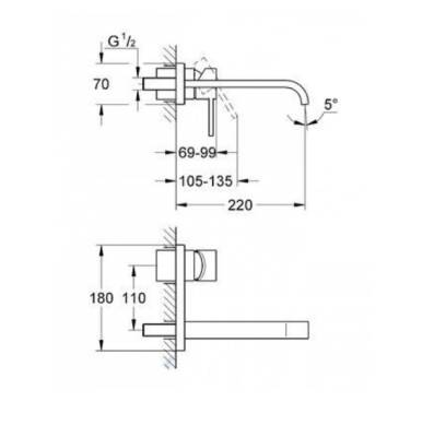 GROHE - Allure 2 Delikli Lavabo Bataryası M-Boyut 22 cm Krom - OUTLET - G19386000-TESHIR - 2