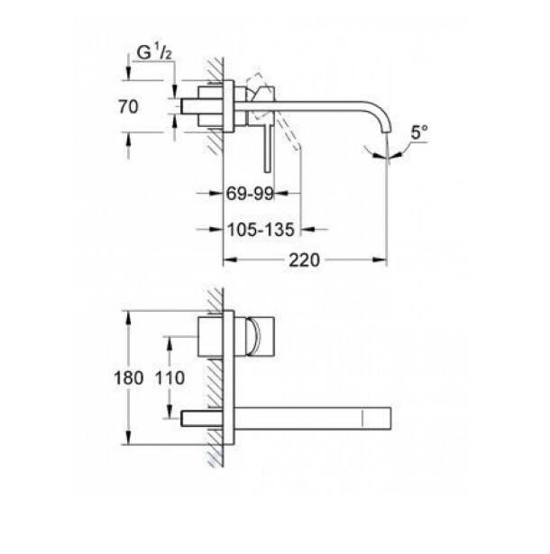 GROHE - Allure 2 Delikli Lavabo Bataryası M-Boyut 22 cm Krom - OUTLET - G19386000-TESHIR - 2