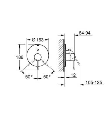 GROHE - Essence New Ankastre Banyo Bataryası Brushed Hard Graphite - OUTLET - G19285AL1-TESHIR - 2