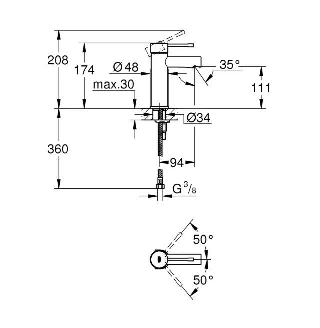 Grohe - Essence New Tek Kumandalı Lavabo Bataryası S-Boyut Chrome (Krom) OUTLET - G34294001-TESHIR - 2