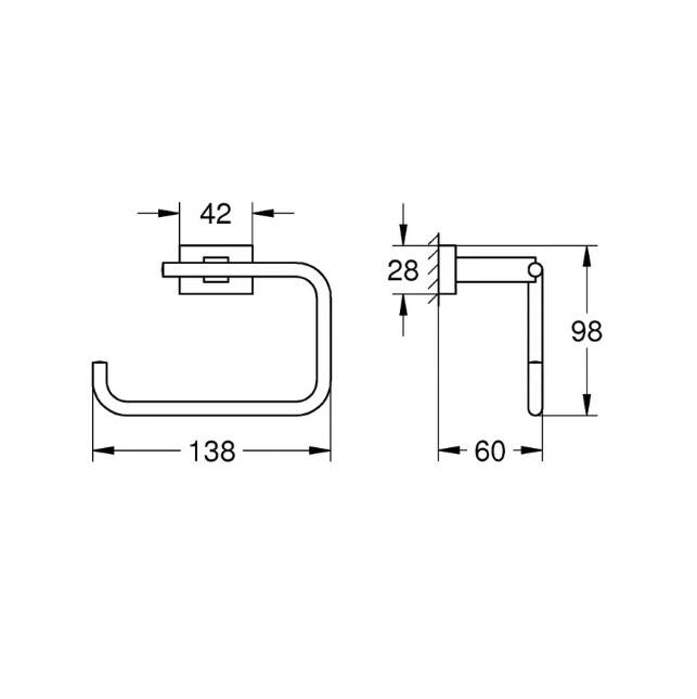 GROHE - Essentials Cube Kapaksız Tuvalet Kağıtlığı Krom - OUTLET - G40507001-TESHIR - 2