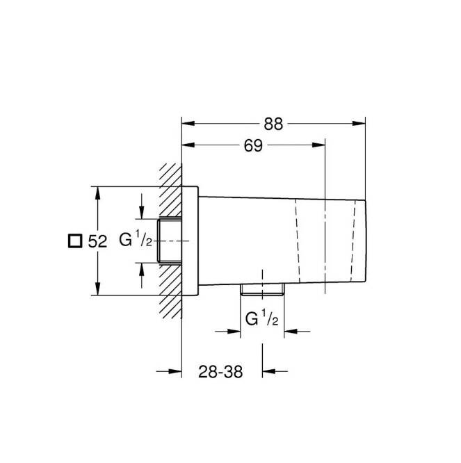 GROHE - Euphoria Cube Duş Çıkış Dirseği ve El Duşu Askısı Kare Krom - OUTLET - G26370000-TESHIR - 4