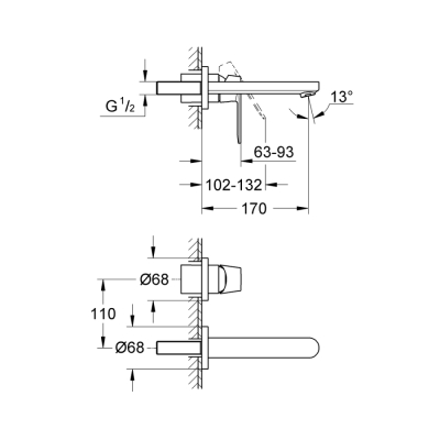 Grohe Eurocosmo İki Delikli Duvardan Lavabo Bataryası - G19381000-TESHIR - 2