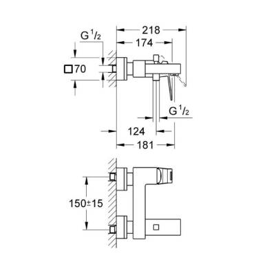 GROHE - Eurocube Tek Kumandalı Banyo/Duş Bataryası Krom - OUTLET - G23140000-TESHIR - 2