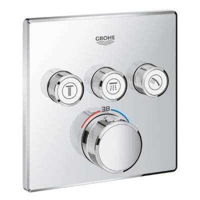 GROHE - Grohtherm SmartControl Ankastre Termostatik Banyo/Duş Bataryası Kare 3 Çıkışlı Krom - OUTLET - G29126000-TESHIR - 1