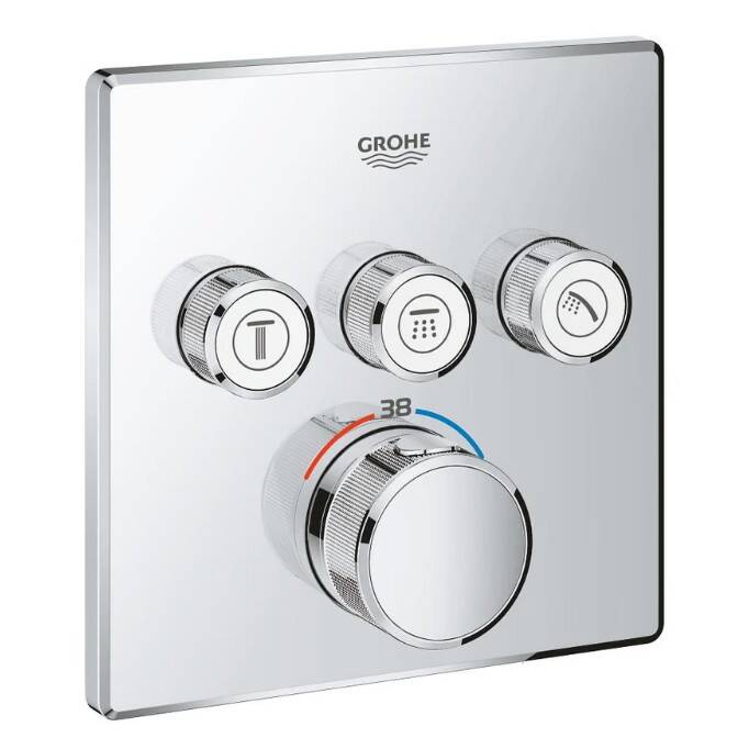 GROHE - Grohtherm SmartControl Ankastre Termostatik Banyo/Duş Bataryası Kare 3 Çıkışlı Krom - OUTLET - G29126000-TESHIR - 1