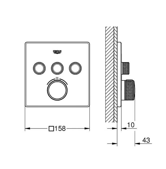 GROHE - Grohtherm SmartControl Ankastre Termostatik Banyo/Duş Bataryası Kare 3 Çıkışlı Krom - OUTLET - G29126000-TESHIR - 2
