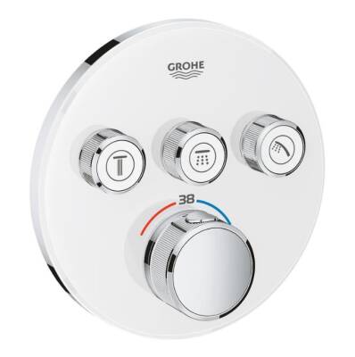 GROHE - Grohtherm SmartControl Ankastre Termostatik Banyo/Duş Bataryası Yuvarlak 3 Çıkışlı Moon White/Krom - OUTLET - G29904LS0-TESHIR - 1