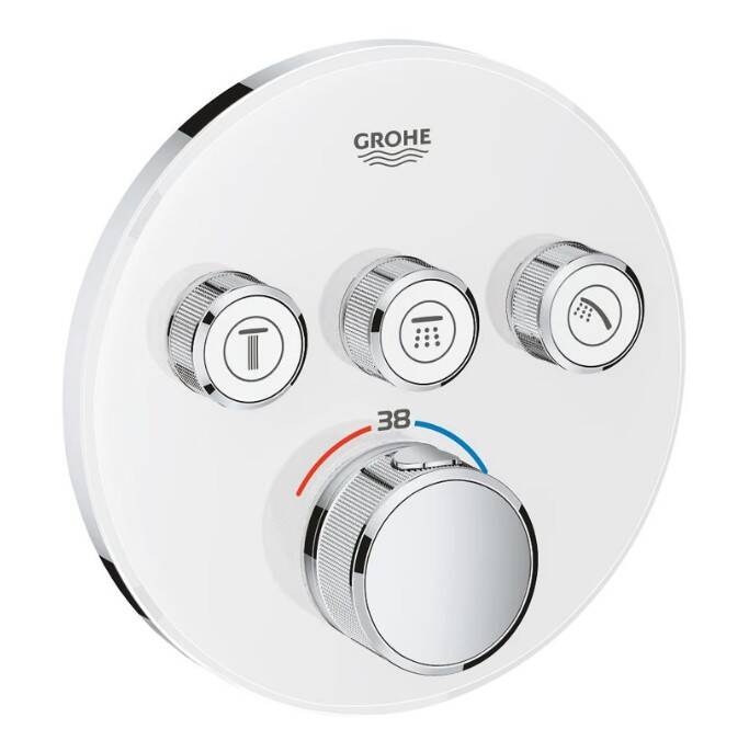 GROHE - Grohtherm SmartControl Ankastre Termostatik Banyo/Duş Bataryası Yuvarlak 3 Çıkışlı Moon White/Krom - OUTLET - G29904LS0-TESHIR - 1