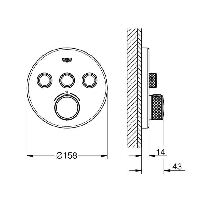 GROHE - Grohtherm SmartControl Ankastre Termostatik Banyo/Duş Bataryası Yuvarlak 3 Çıkışlı Moon White/Krom - OUTLET - G29904LS0-TESHIR - 2