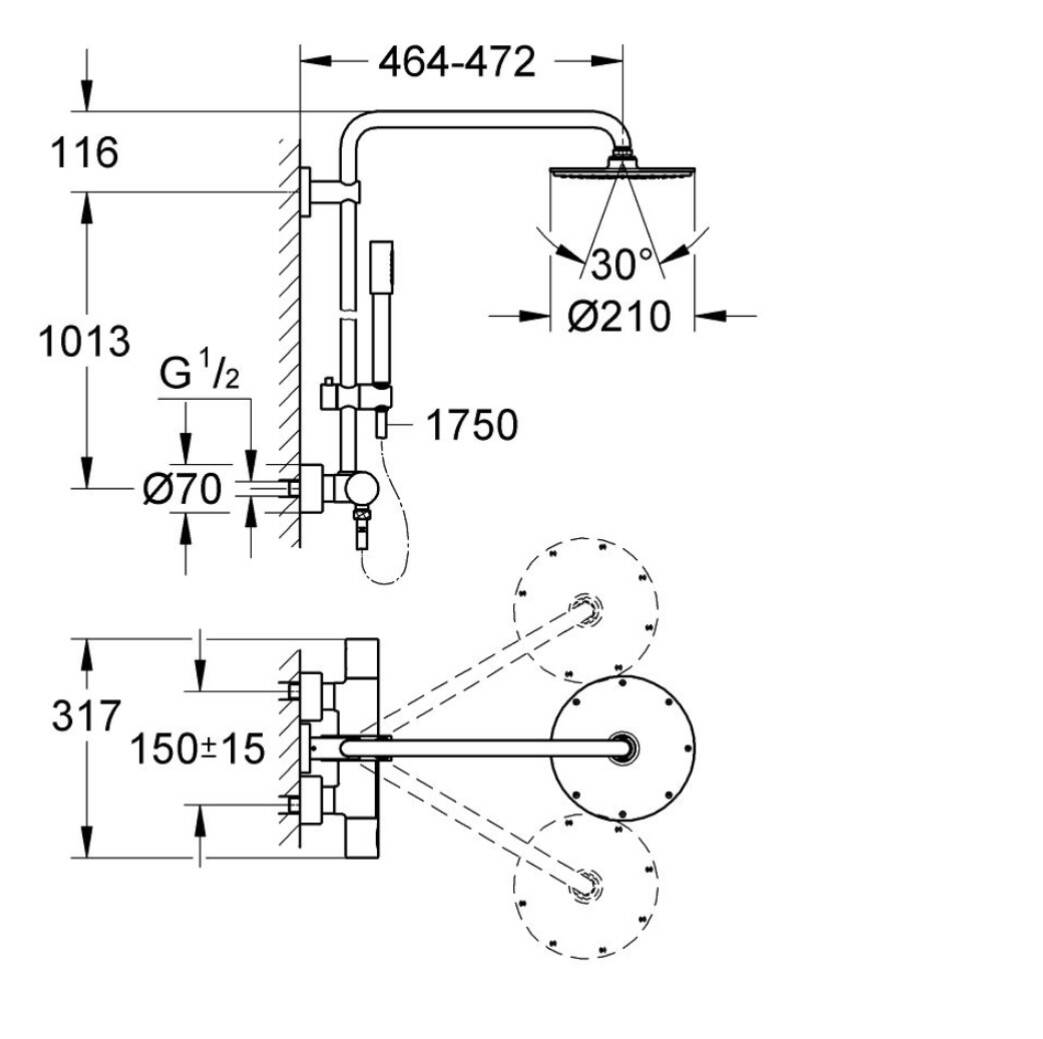 GROHE - Rainshower System 210 Termostatik Duş Sistemi Krom - OUTLET - G27032001-TESHIR - 4