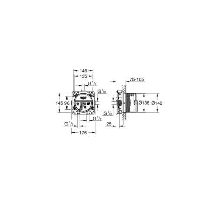 GROHE - Rapido SmartBox Universal Ankastre Banyo/Duş Bataryası İç Gövdesi 1/2" - OUTLET - G35600000-TESHIR - 5