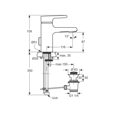 Ideal Standard Attitude Lavabo Bataryası - A4594AA-TESHIR - 4