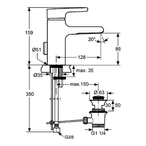 Ideal Standard Attitude Lavabo Bataryası - A4598AA-TESHIR - 4