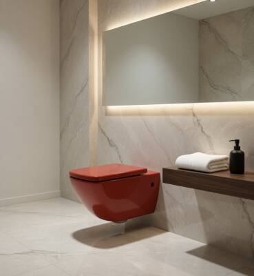 Ideal Standard - Plain Asma Klozet İç Beyaz Dış Kırmızı + Yavaş Kapanan Kapak Dahil OUTLET - Z25411FTK-TESHIR - 2