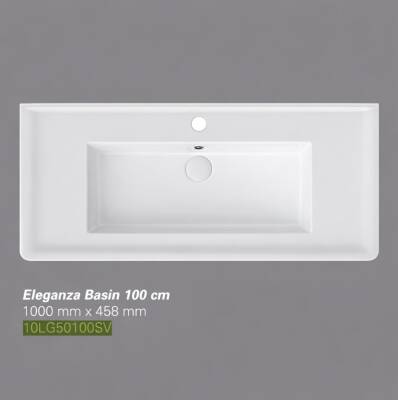 İsvea - Eleganza Dolap Uyumlu Lavabo 100 cm Beyaz Dekorsuz Delikli - 10LG50100SV - 1