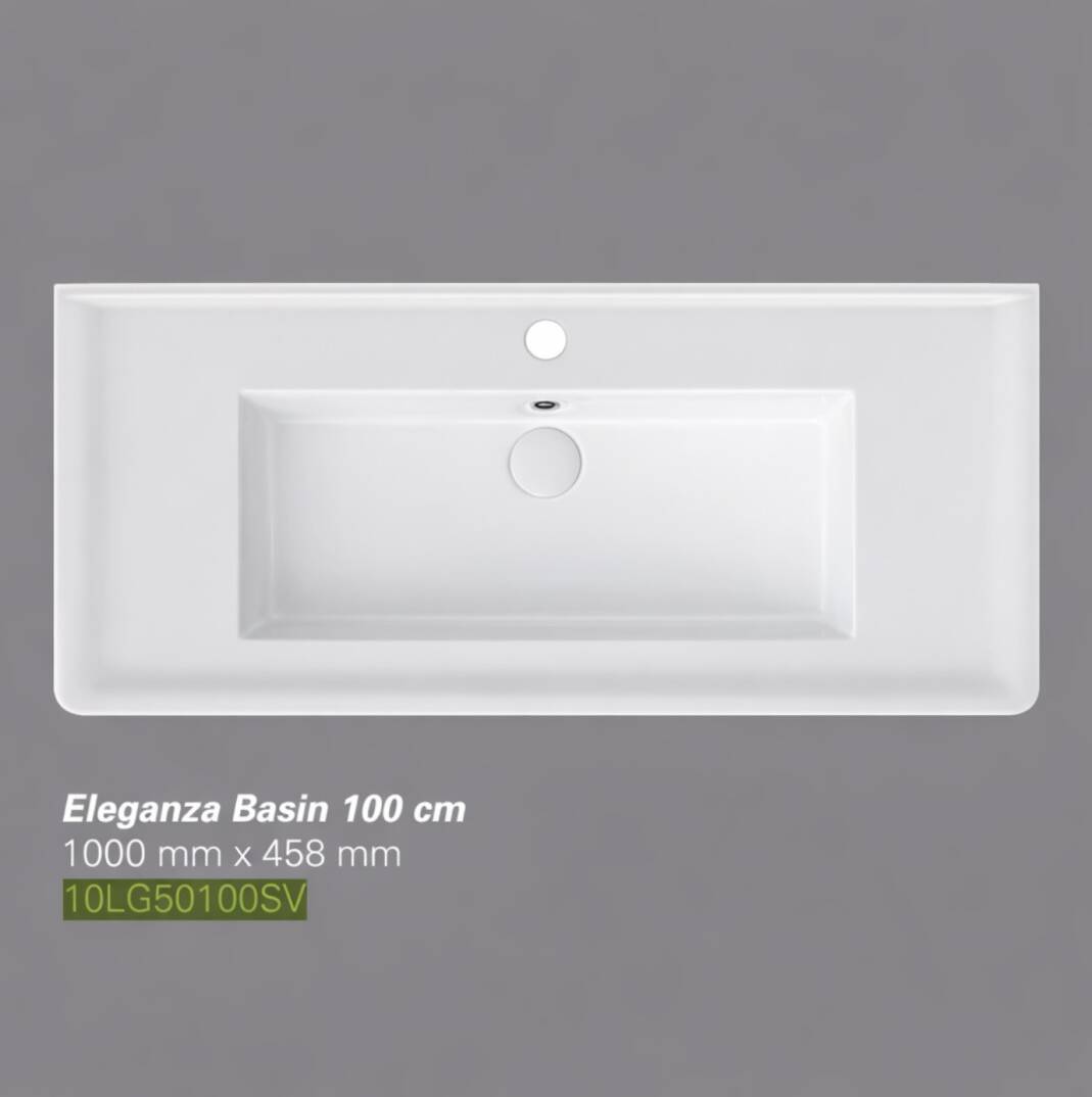 İsvea - Eleganza Dolap Uyumlu Lavabo 100 cm Beyaz Dekorsuz Delikli - 10LG50100SV - 1