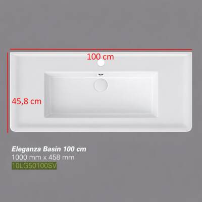 İsvea - Eleganza Dolap Uyumlu Lavabo 100 cm Beyaz Dekorsuz Delikli - 10LG50100SV - 2
