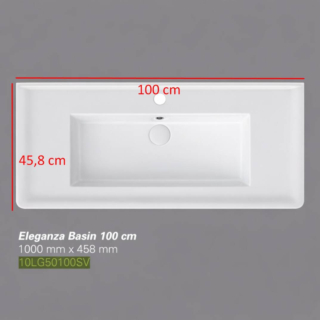 İsvea - Eleganza Dolap Uyumlu Lavabo 100 cm Beyaz Dekorsuz Delikli - 10LG50100SV - 2