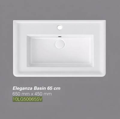 İsvea - Eleganza Dolap Uyumlu Lavabo 65 cm Beyaz Dekorsuz Delikli - 10LG50065SV