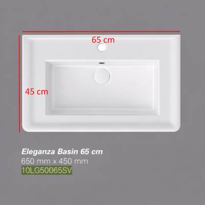 İsvea - Eleganza Dolap Uyumlu Lavabo 65 cm Beyaz Dekorsuz Delikli - 10LG50065SV - 2