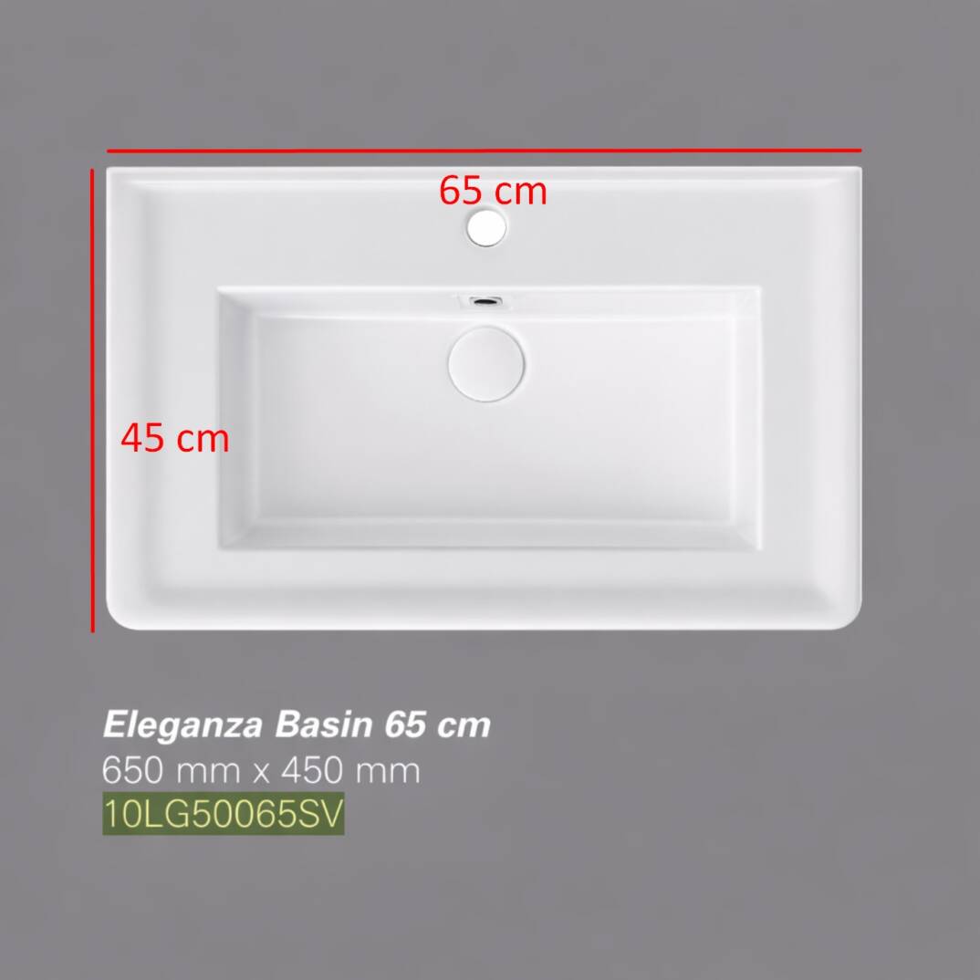 İsvea - Eleganza Dolap Uyumlu Lavabo 65 cm Beyaz Dekorsuz Delikli - 10LG50065SV - 2