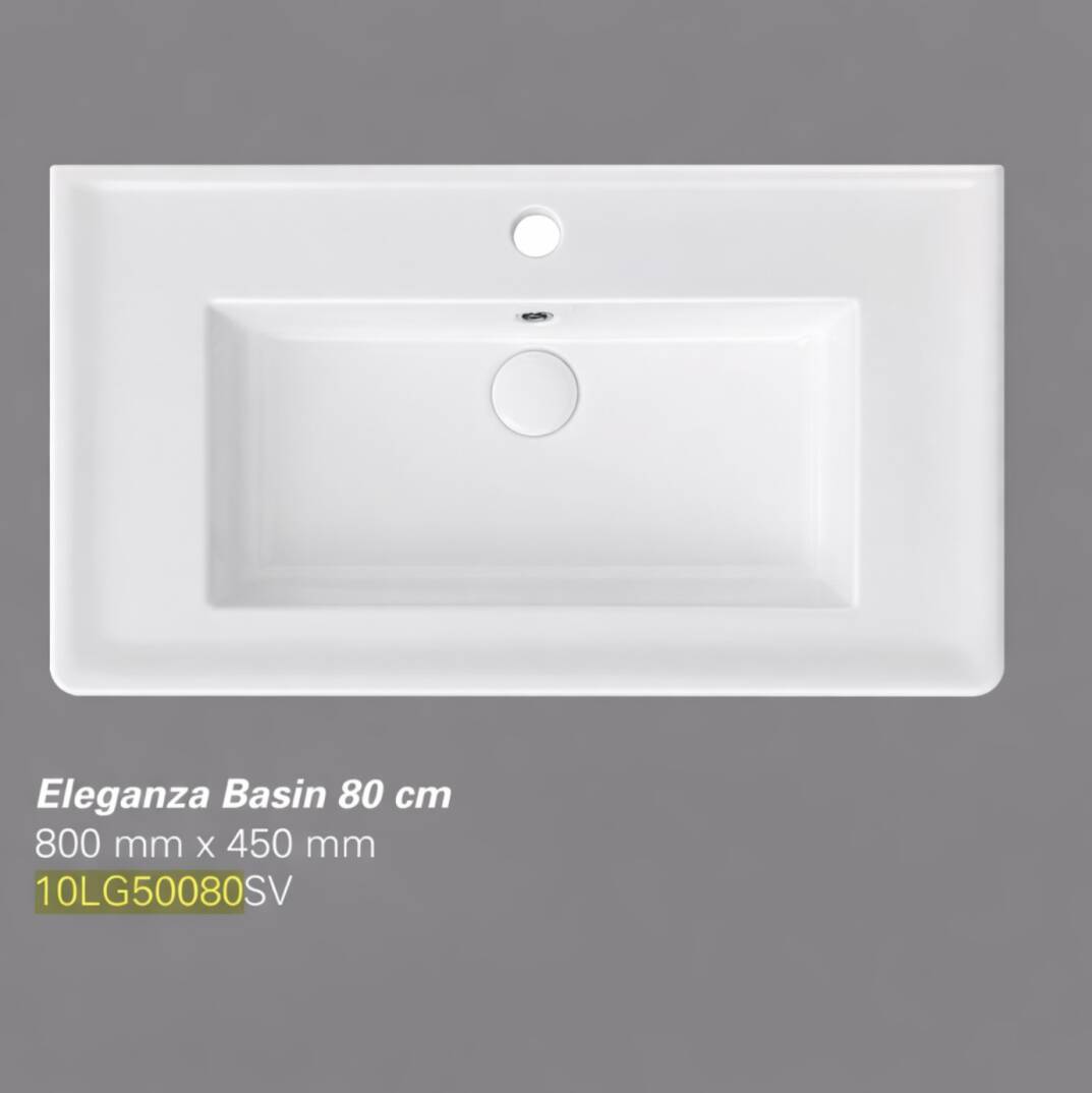 İsvea - Eleganza Dolap Uyumlu Lavabo 80 cm Beyaz Dekorsuz Delikli - 10LG50080SV - 1