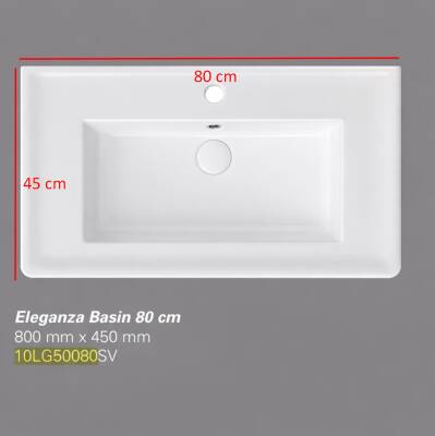 İsvea - Eleganza Dolap Uyumlu Lavabo 80 cm Beyaz Dekorsuz Delikli - 10LG50080SV - 2