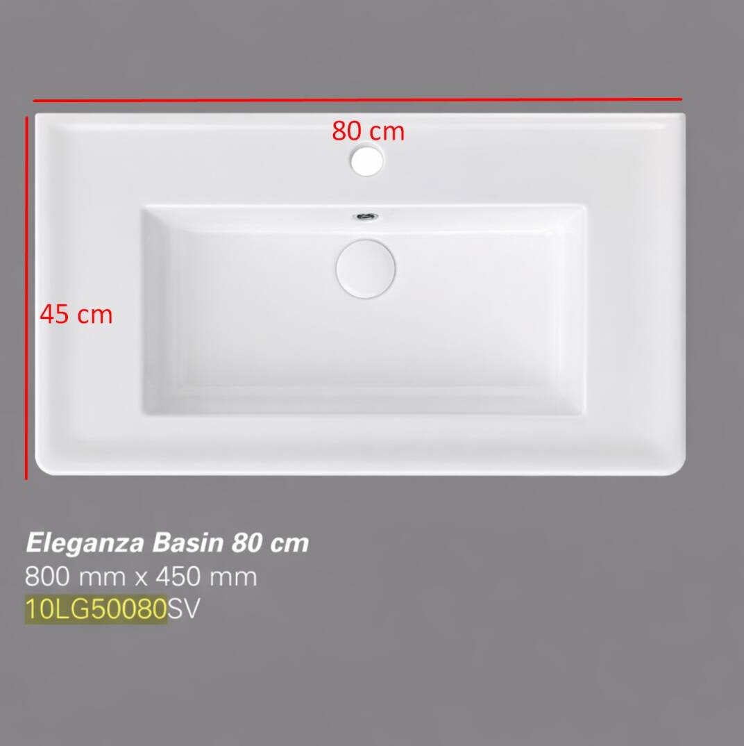 İsvea - Eleganza Dolap Uyumlu Lavabo 80 cm Beyaz Dekorsuz Delikli - 10LG50080SV - 2