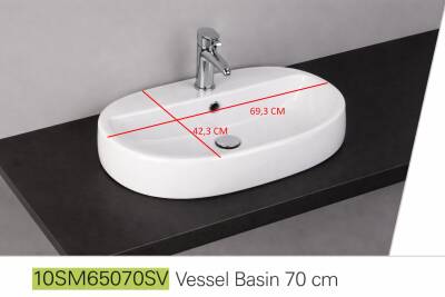 İsvea - Sentimenti Dolap Uyumlu Batarya Delikli Beyaz Lavabo 70 cm - 10SM65070SV - 2