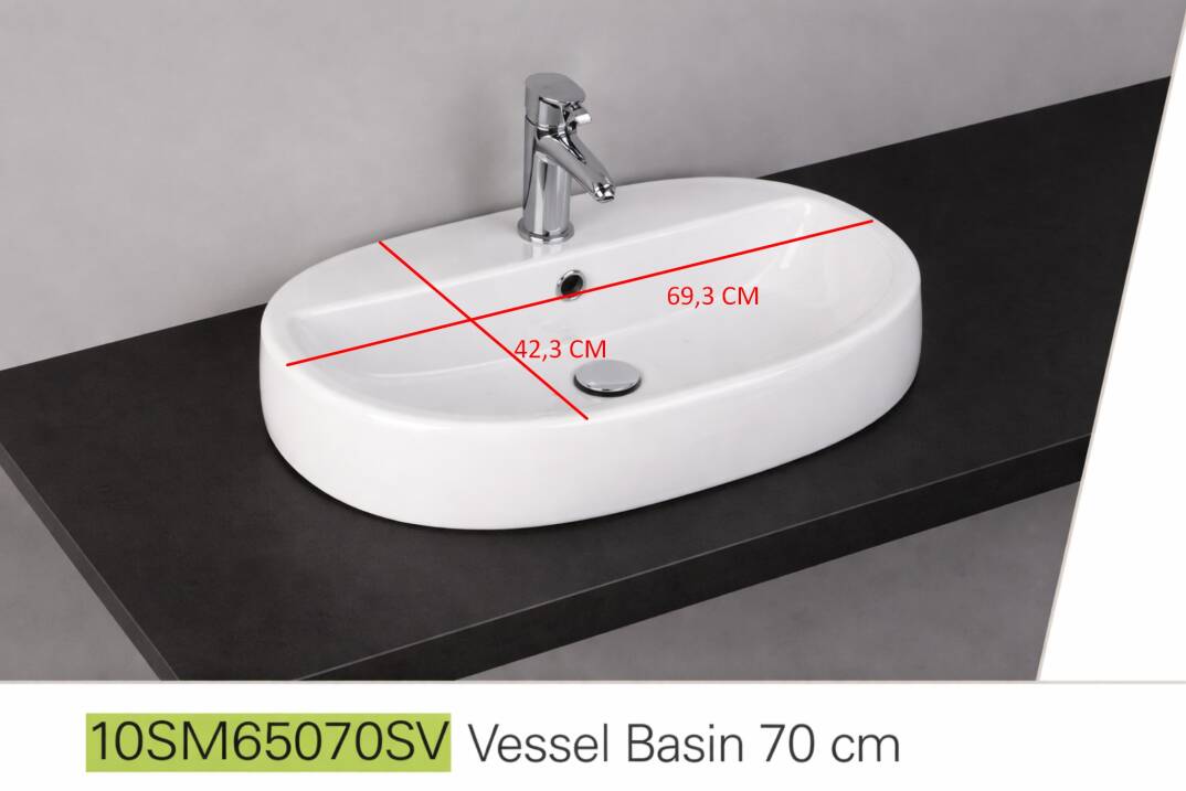 İsvea - Sentimenti Dolap Uyumlu Batarya Delikli Beyaz Lavabo 70 cm - 10SM65070SV - 2