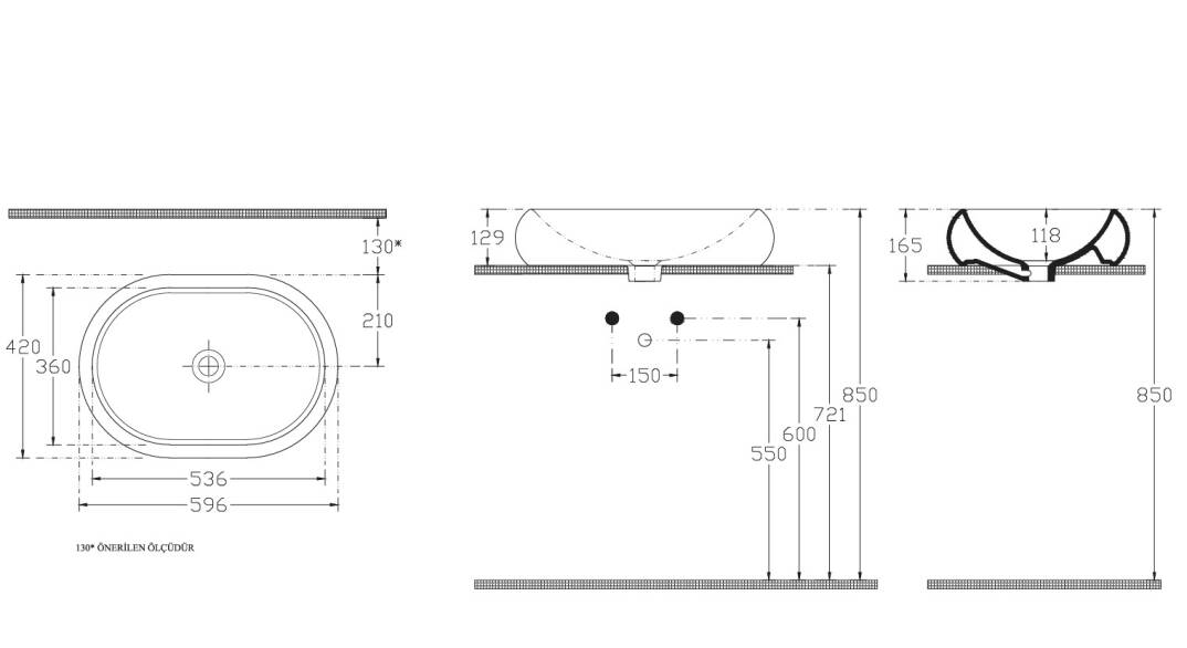 İsvea - Sentimenti Dolap Uyumlu Lavabo Beyaz 60 cm Dekorsuz - 10SM65060SV - 2